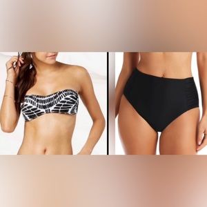 🖤 Bar III High-Waisted Bikini Set – Black & White | Size XL